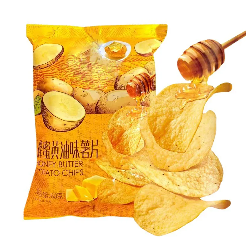 Hot selling snacks takis blau chips 60g thin cut potato chips grain snacks butter honey potato chips