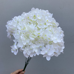 YOPIN-1621 5头仿勃艮第绣球花人造丝真触摸白色绣球花 - Product Image 4