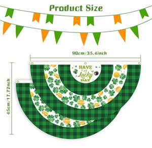 Bandera de San Patricio de 35x17 Pulgadas, <span class=keywords><strong>Media</strong></span> Redonda, Hecha de Poliéster, con un Cinturón Superior y 2 Hebillas de Latón - Product Image 2