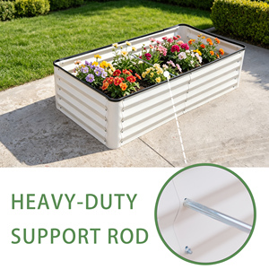 กระบะปลูกผักยกพื้นแบบโมดูลาร์เหล็กชุบสังกะสีสีขาวสำหรับงานหนัก รูปทรงสี่เหลี่ยมผืนผ้า สำหรับปลูกผักและดอกไม้กลางแจ้ง - Product Image 3