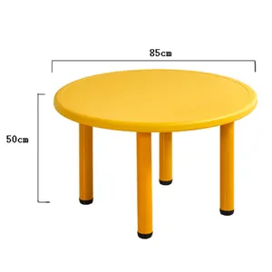 SE973159-Table ronde réglable en plastique, Table d'apprentissage et de dessin pour enfants, maternelle