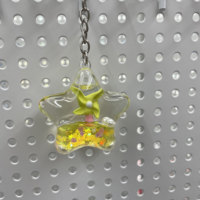 Porte-clés personnalisé en acrylique transparent avec figurine flottante et paillettes, pendentif mignon pour cadeaux et organisation des clés en forme d'étoile