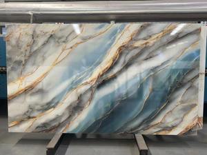 Tuna mavi Nano kristalize cam taş döşeme kalın levha cam duvar Surround TV zemin KitchenTop yapay levha 3000x1600mm - Product Image 4