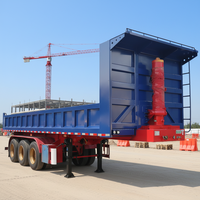 Semi-remorque benne latérale JINFENG Hebei 3 essieux en acier robuste de 45 m³ (40-60 tonnes) à benne arrière pour la vente