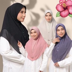 Mới Đến Người Hồi Giáo Hàng Ngày Thuận Tiện Trường Rắn Headscarf Rhinestone Thoáng Khí Mui Xe Ngay Lập Tức Dễ Dàng Lux <span class=keywords><strong>1</strong></span> Mảnh Amira Hijab - Product Image 1