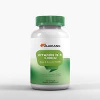 Vitamina D3 5000 UI en Cápsulas Blandas, Alta Concentración, Suplemento para el Soporte de Huesos y Músculos, Fabricante de Marca Privada