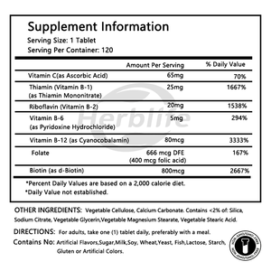 Tabletas recubiertas de complejo vitamínico B de marca privada OEM ODM con ácido fólico y vitamina C, suplemento para el apoyo inmunológico y la energía celular. - Product Image 2