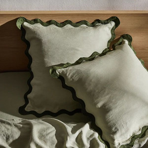 Vendita all'Ingrosso di <span class=keywords><strong>Federe</strong></span> in Lino Naturale Francese 100% con Bordo Personalizzato - Product Image 4