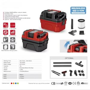 Aspirateur sans sac humide et sec, batterie lithium, moteur sans balais, filtre HEPA, capacité 15L, pour la maison, la voiture, le garage et l'hôtel - Product Image 6