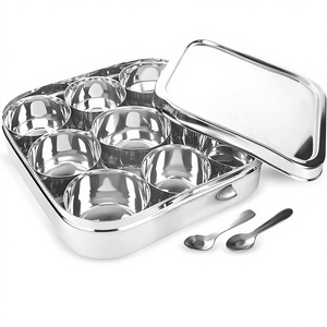 Boîte à épices en acier inoxydable, forme carrée, 9 pots avec couvercle transparent et cuillère, conteneur de rangement de cuisine, vente en gros, commande en gros - Product Image 3