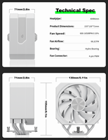 Refroidisseur de processeur haute performance upHere TDP 68CFM, ventilateur silencieux 120 mm, dissipateur à double tour, refroidisseur de processeur pour jeux