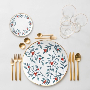 Wholesale Tropical Vintage Style Turkish Bone China Dish Porcelain <b>Dinnerware</b> Party Plates - Product Image 2