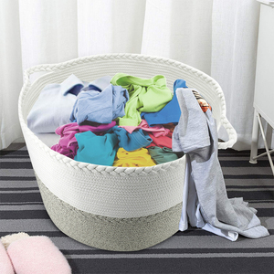 बड़े पर्यावरण के अनुकूल कपास रस्सी कपड़े भंडारण टोकरी कस्टम तह आयोजक बुना हुआ कपड़े भंडारण टोकरी बहुकार्य - Product Image 3