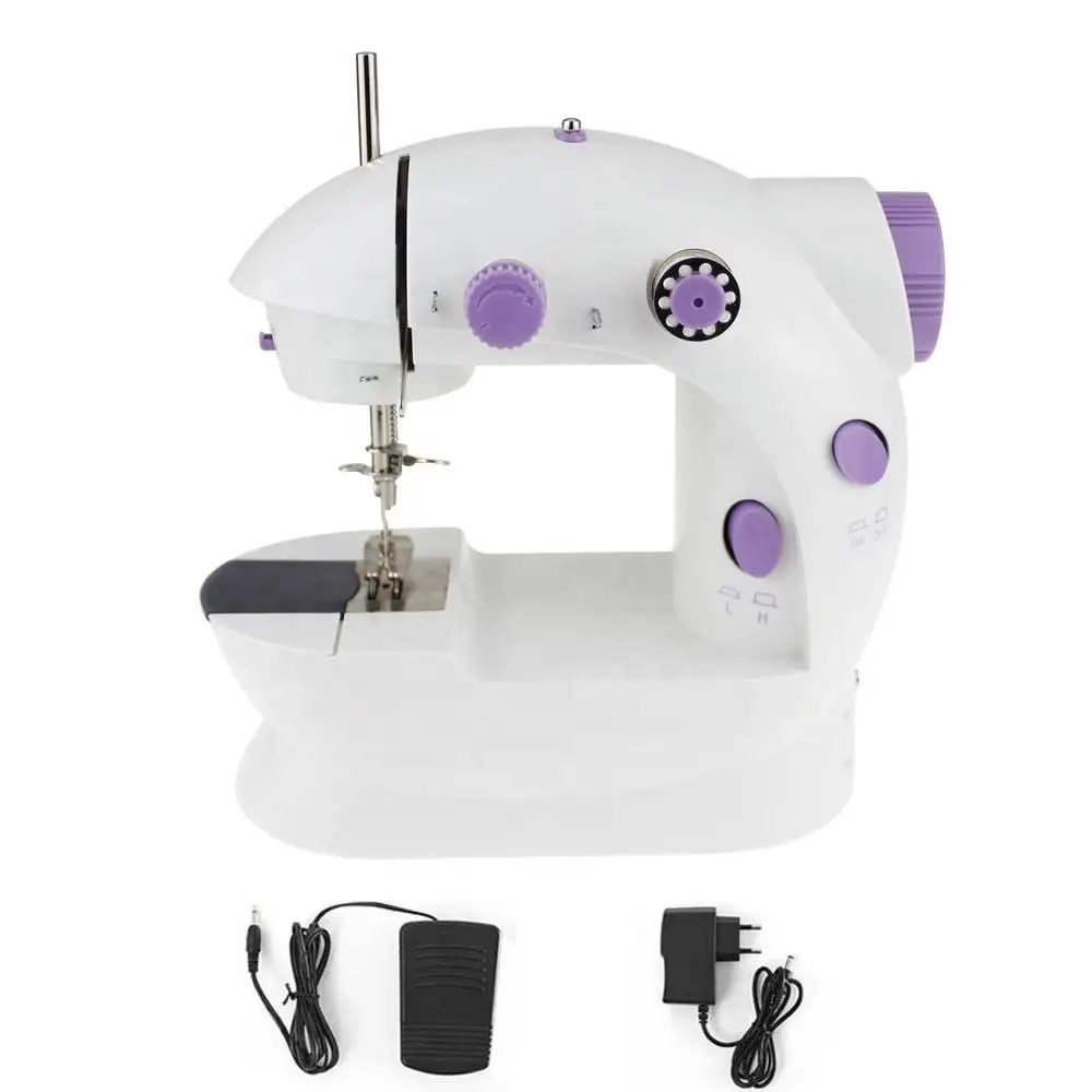 Caliente 202 fábrica al por mayor hogar eléctrico Mini máquina de coser Max púrpura blanco fiesta Luz