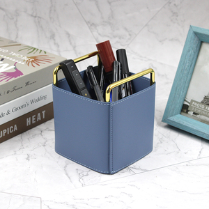 <span class=keywords><strong>Chic</strong></span> PU da chủ bút với vàng kim loại khung máy tính để bàn tổ chức cho Bút trang điểm bàn chải lý tưởng cho văn phòng trang trí nội thất - Product Image 5