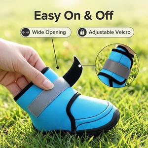 Yearning Dog Soft <b>sole</b> Breathable Plush Fabric <b>Rubber</b> Waterproof Non-Slip Rain <b>Boots</b> for Dogs Outdoor(four pieces of a set) - Product Image 3