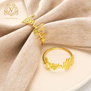 Cheap Gold Electroplated Letter Napkin Rings For Wedding Hotel Restaurant Table Decoration Wholesale