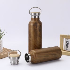 Botella de Agua Grande de Acero Inoxidable para Camping, con Asa y Tapa de Bambú, a Prueba de Fugas, Regalo para Viajes - Product Image 1