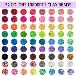Perles d'espacement plates et rondes en pâte polymère de haute qualité, 72 couleurs, 10800 pièces, pour kit de bijoux (bracelets, colliers, pompons) - Product Image 4