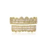 Vente en Gros de Bijoux de Corps de Style Super Flash Hip Hop Grilles Dentaires en Zircon de Mode Plaqué Or pour Hommes