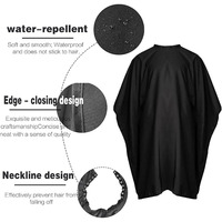 Cape de coiffure noire imperméable antistatique pour salon de coiffure, faible MOQ