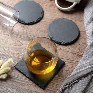 4 Inch Classic <b>Square</b> <b>Black</b> Slate Coasters Anti-Scratch Bottom Drink Cup Coaster for <b>Coffee</b> <b>Table</b> Home Kitchen Gifts - Product Image 4