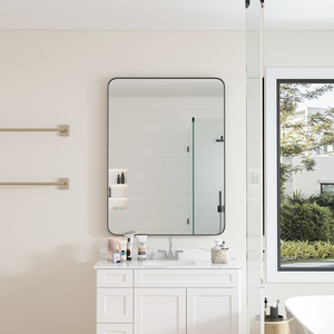 Miroir mural 30x40 pouces, miroir de vanité rectangulaire noir avec cadre en métal pour salle de bain, salon - Product Image 2