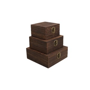 กล่องเก็บของไม้เพาโลเนียแบบเปิดฝา 10x10x6 ซม. กล่องใส่เครื่องประดับไม้สไตล์วินเทจ กล่องของขวัญสำหรับวางบนโต๊ะ - Product Image 5