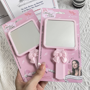 2 Trong 1 Dễ Thương Màu Hồng Gương Lược Thiết Lập Có Thể Tháo Rời Lưu Trữ Lược Xách Tay Vuông Cầm Tay Trang Điểm Du Lịch Gương Với Bướm Bow Sy778 - Product Image 2