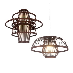 Lámpara colgante tejida de bambú, redonda, E27, LED de ahorro de energía, para casas de té, restaurantes, habitaciones privadas, casas de huéspedes - Product Image 3