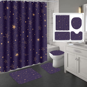 Set di Tende da Doccia Impermeabili con Motivo <span class=keywords><strong>Galassia</strong></span> Viola, Set di 4 Pezzi per Decorazione Bagno con Cielo Stellato, per Vendita al Dettaglio e Distribuzione - Product Image 6