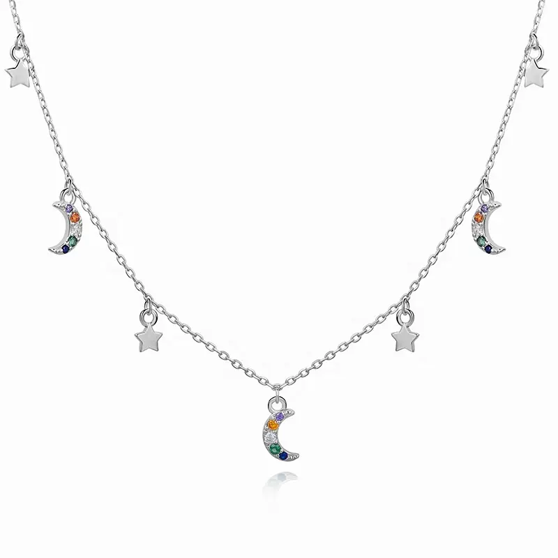 wholesale Minimalist Pendant Women Layer Necklaces Zirconia fine jewelry 925 sterling silver