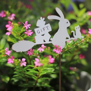 Décoration de jardin <span class=keywords><strong>en</strong></span> fer forgé rétro, mini lapin rétro sur vélo, pour arrangement floral et plantes vertes - Product Image 3