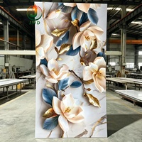 Panneau mural en PVC effet marbre UV personnalisé, imperméable et résistant à l'humidité, prix usine, motif floral moderne, pour décoration intérieure