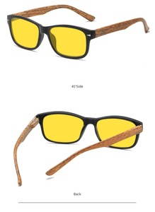 Y777 Nouvelles Lunettes Carrées Colorées Ultra-légères pour Hommes et Femmes, Monture PC Effet <span class=keywords><strong>Bois</strong></span>, Anti-lumière Bleue, pour Jeux Vidéo - Product Image 5