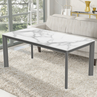 Usine chinoise vend des tables de salle à manger en céramique avec pieds en métal de luxe moderne sur mesure, plateau en verre trempé, 4 places