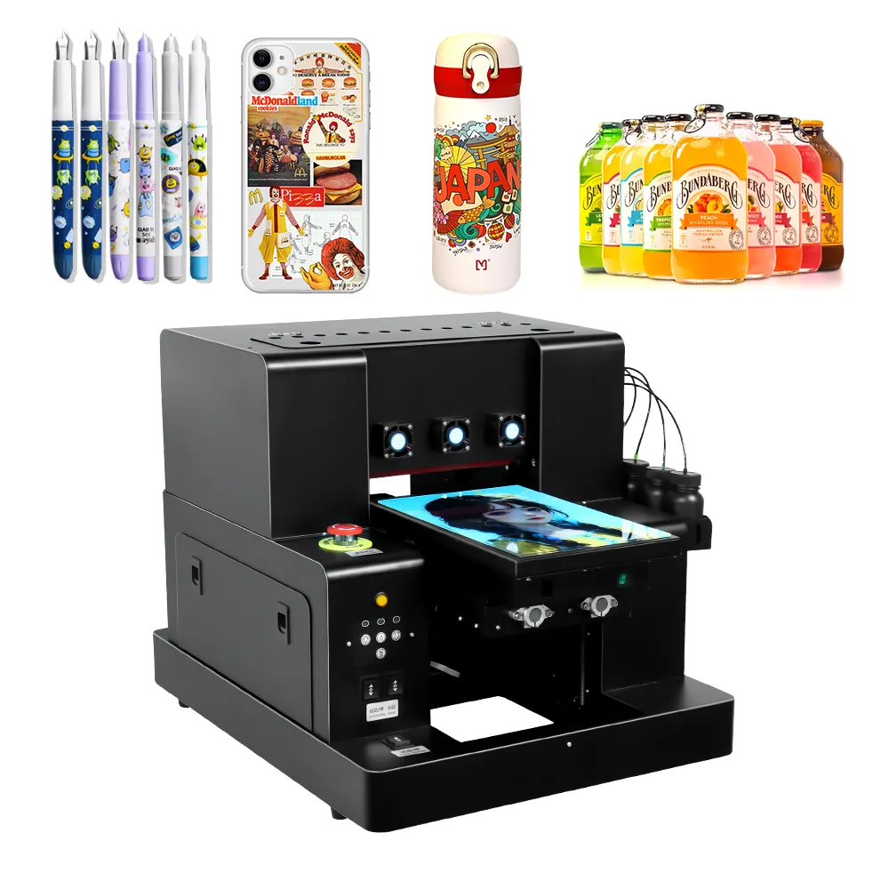 Stampante automatica XP600 A4 stampante Flatbed UV macchina da stampa per cassa del telefono bottiglia vetro metallo