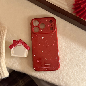 Funda con soporte de espejo para iPhone 17 Pro Max, edición de Año Nuevo, soporte rojo tipo cabaña, funda protectora completa suave a prueba de golpes - Product Image 5