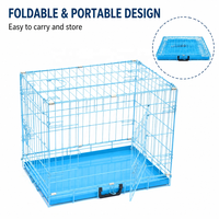 Cage à chien pliable bleue en fil métallique, cages pour animaux de compagnie d'intérieur, cages à chien en métal de grande taille pour l'extérieur