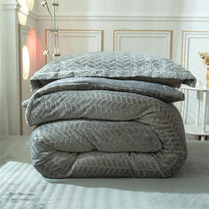 Comfortable <strong>Double</strong>-sided Velvet <strong>Fleece</strong> Plush Wheat Jacquard Four Pieces Bed <strong>Sheet</strong> and Duvet Cover Bedding Set for Winter Warm - Product Image 5