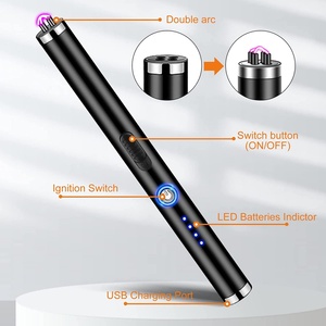 Eco-friendly High Tech Flame Free <b>Windproof</b> Dual Arc Stove BBQ Rechargeable <b>Lighter</b> with LED Light Indicator - Product Image 6