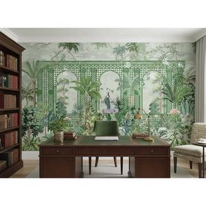 Mural <span class=keywords><strong>de</strong></span> pared personalizado para el hogar, diseño <span class=keywords><strong>de</strong></span> pavo real, planta tropical, jardín, papel tapiz - Product Image 3