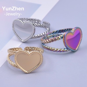 Anello a cuore da donna in acciaio inossidabile, stile minimalista e di nicchia, regolabile, inossidabile, per il mercato internazionale - Product Image 3