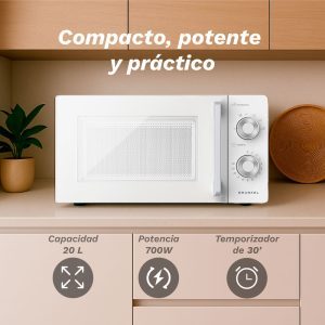 Forno a Microonde Grunkel 20L 700W Bianco con 6 Livelli di Potenza - Product Image 4