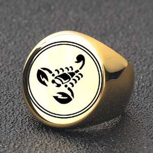 Anillo de Acero Inoxidable con Escorpión de 22MM, Grabado Láser, Zodiaco Animal, Joyería Vintage para Hombre, Regalo - Product Image 4
