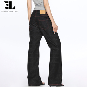 Pantalon en <span class=keywords><strong>jean</strong></span> évasé à ourlet brut avec boutons-pression, style japonais, jeans à ourlet brut, pantalon pour femmes, fabriqué sur mesure par LARSUR - Product Image 6