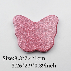 <span class=keywords><strong>Specchio</strong></span> da tasca piccolo portatile all'ingrosso con doppio lato farfalla rosa Glitter <span class=keywords><strong>specchio</strong></span> per il trucco compatto - Product Image 5