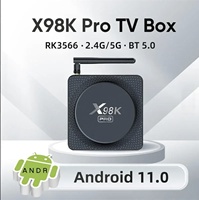 Boîtier TV Android 11 YDH-X98K PRO RK3566 Quad Core 4 Go de RAM 32 Go de ROM 0.8 TOPS NPU Décodeur vidéo 8K Antenne externe 2T2R Ethernet STB