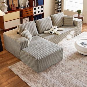 Divano Letto Moderno di Lusso per Soggiorno, Set di Mobili a Forma di L, <span class=keywords><strong>2</strong></span>-3 Posti, in Corduroy, Design Angolare Componibile Senza Struttura Rigida - Product Image 5