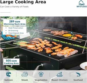 Parrilla de Carbón Moderna para Jardín, Barbacoa Grande con Carro, para Fiestas en el Patio, Acabado Cromado Negro - Product Image 2